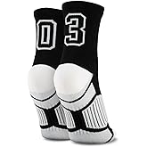 ChalkTalkSPORTS Custom Team Number Quarter Length Socks | Athletic Socks Black | Choose Your Number