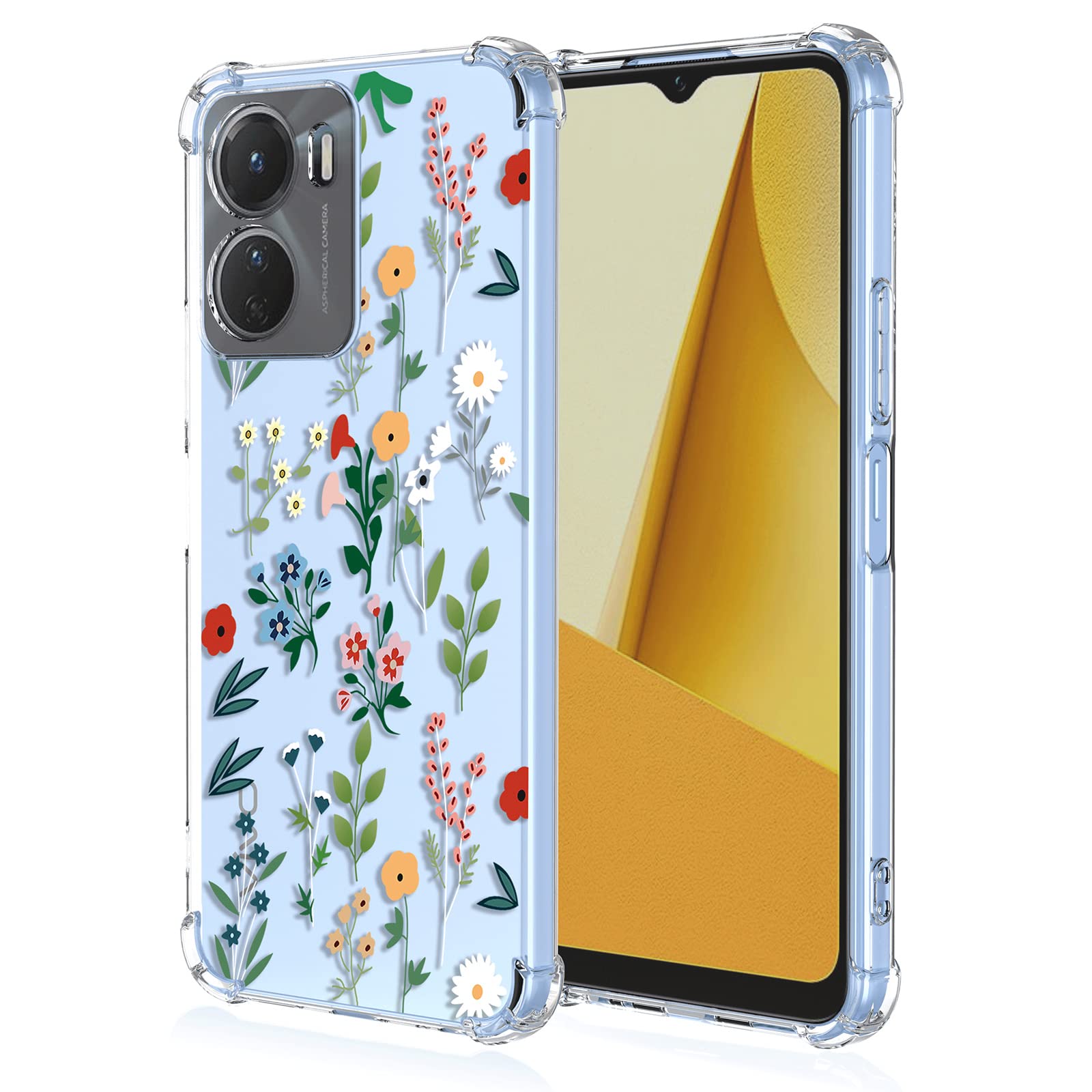 XINYEXIN Case for Vivo Y16, Painting Flower Pattern Clear Case Soft TPU Silicone Case Slim Shockproof Bumper Girl Women Phone Cover - Flower Art — image 1