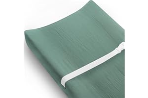 MEOWCARDS Changing Pad Cover for Baby Girls Boys, Muslin Changing Table Pad Covers with Boho Style, Neutral Color Soft and Breathable (Roman Green)