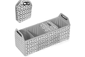ORIONSTAR Trunk Organizer, Foldable Car Storage Bag Portable Insulation Cooler Bag Collapsible Vehicle Organizer Divider Storage Totes with 4 Compartment Cargo Tote for Groceries Caddy SUV, Gray