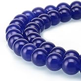 BRCbeads Jade Gemstone Loose Beads Natural Round 8mm Crystal Energy Stone Healing Power for Jewelry Making- Sapphire Blue