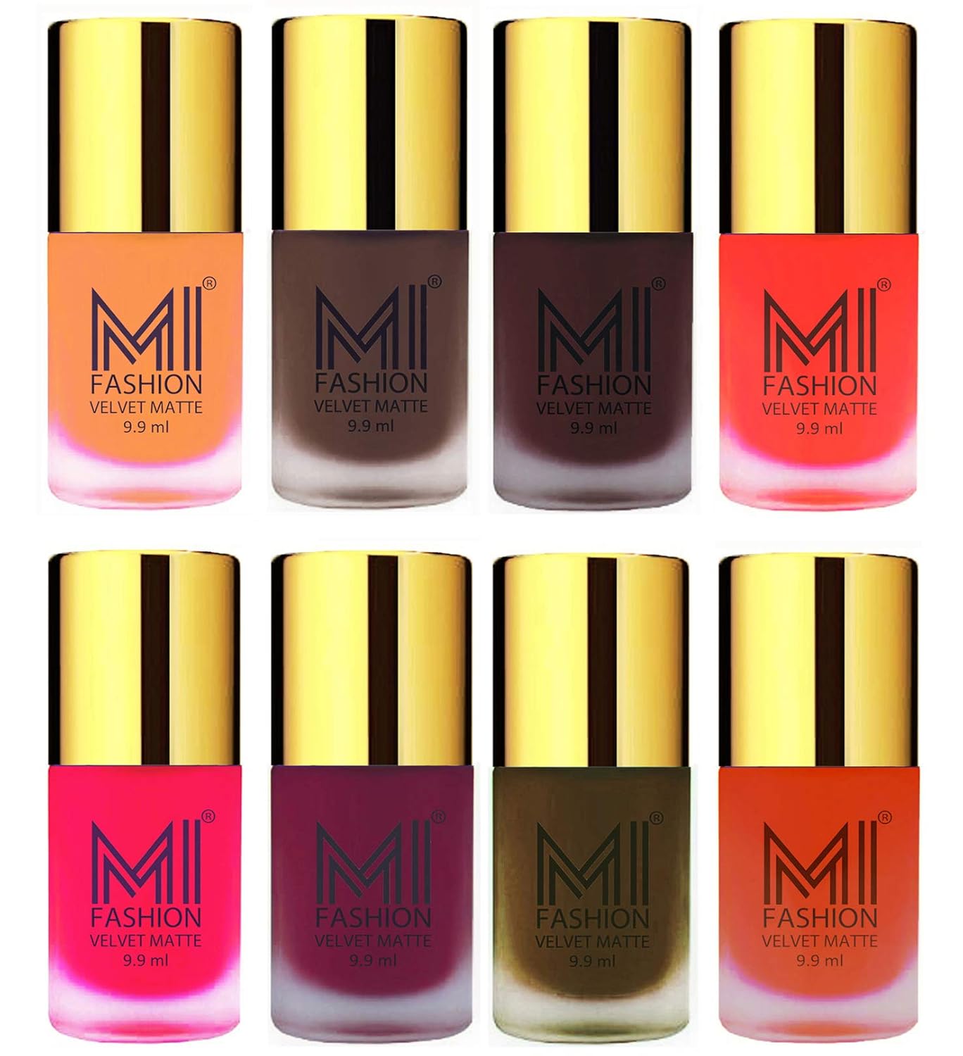 Matte Nail Polish Combo By Mi Fashion Saffron Orange Coffee Wine