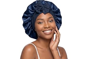 CHUNG Women Hair Bonnets Double Layer Satin Silk Bonnet Hat for Sleeping with Tie Band Wig Curly Double Layer