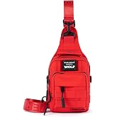 WOLFpak 4L Mini Tactical Sling Bag Compact Travel Crossbody (Elite Red) | Quick-Access Travel Bag, Concealed Carry Pocket, Hook &amp; Loop Panel, Adjustable Crossbody Strap, Interior Admin Panel