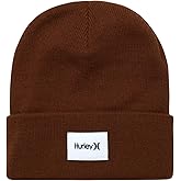 Hurley Men's Winter Hat - Seaward Patch Cuffed Double-Layer Flat Knit Acrylic Beanie with Deep Fit – Beanie Hats for Men
