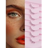 Natural Half Lashes Cat Eye Eyelashes 13MM False Eyelashes Natural Corner Lashes Wispy 3D Volume Half Eyelashes Pack with Thin Cotton Band 3/4 Lashes Extension 7 Pair Siligli