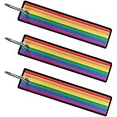 FHZJKJX Rainbow Gay Pride Flag Keychain Tag with Key Ring- 3 Pack
