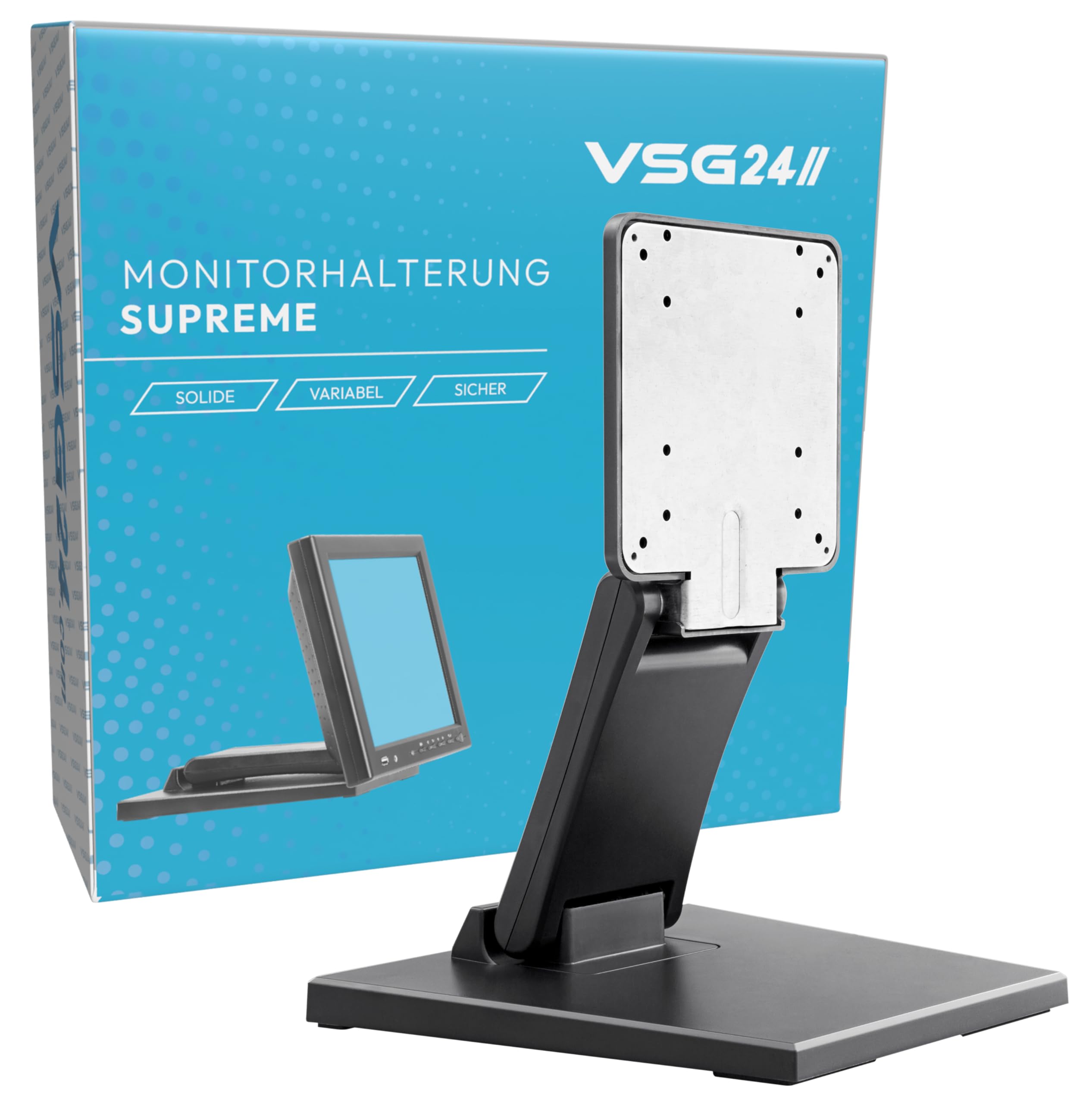 VSG 24 Supreme Flexible Monitor Mount, Stable VESA 100 x 100 Table Mount, Screen Stand POS, Desk Monitor Stand 10-22 Inches, Touchscreen Cash System, Mount Arm for Table Black