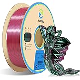 YOUSU Silk PLA Filament 1.75mm 3D Printer Filament Coextrusion Filament Dual Color, Compatible with Most of 3D Printer, Silk Purple Green Color Change PLA,1kg(2.2lbs).