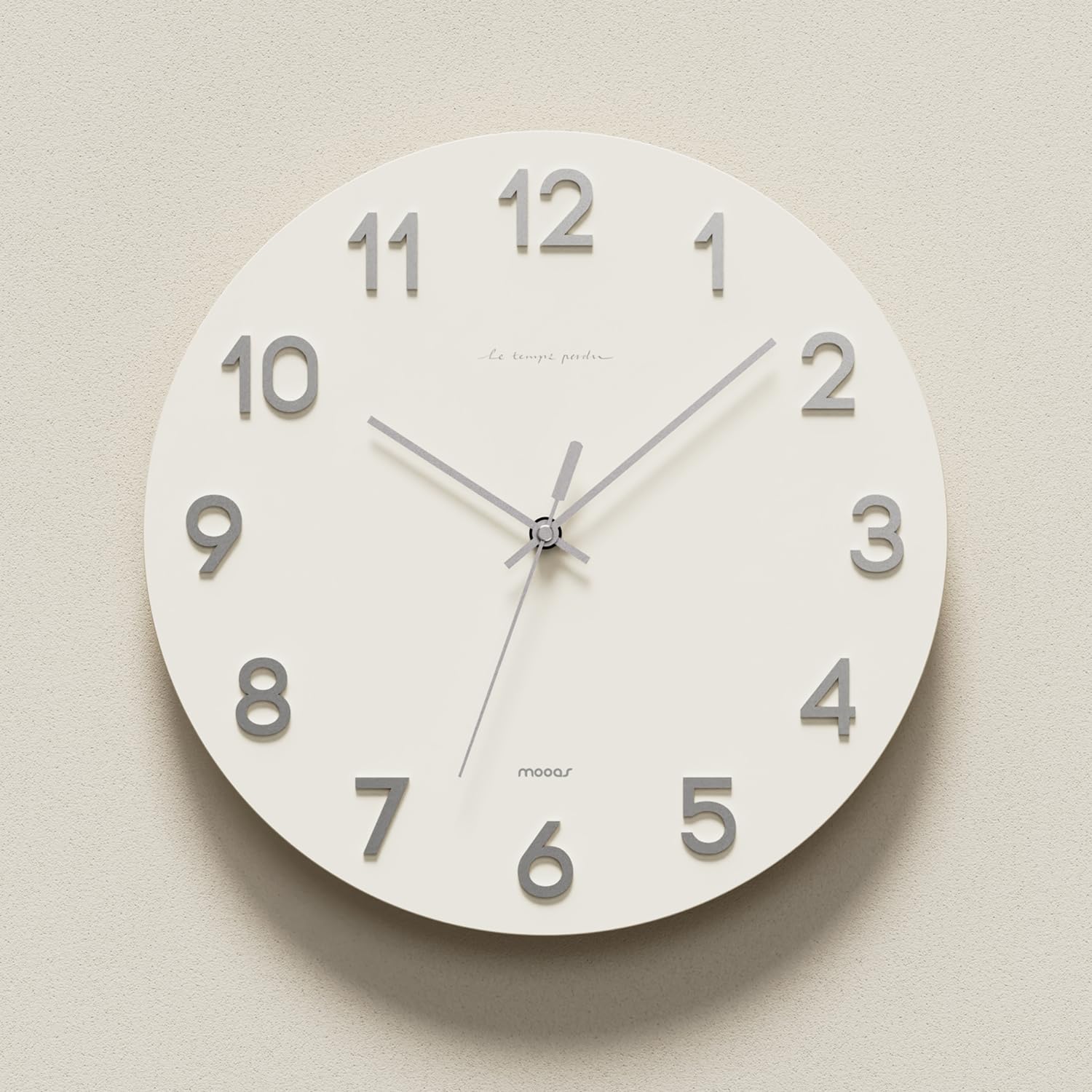 Photo 1 of mooas 3D Numbers Modern Wall Clock, 12" Silent Non-Ticking Sweep Movement Decorative Battery Operated Analog Wall Clock for Home Décor Living Room Kitchen Bedroom Office School Hotel (Silver)