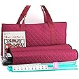 Mose Cafolo American Mahjong Game Set - Red (Burgundy) Quilted Soft Bag - 166 White Engraved Tiles, 4 All-in-One Rack/Pushers Complete Western Mah-Jongg, Maj Jongg, Ma Jong Set