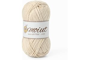 Cotton Yarn for Crocheting, Baby Yarn for Crocheting Soft, 131yds / 1.76oz Fluffy Amigurumi Crochet Yarn, 5 Ply 100% Milk Cotton Yarn for Puzzle、Socks、Clothes (Beige)