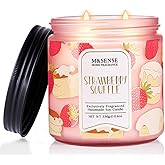 M&SENSE Strawberry Souffle Scented Candle, 11.6oz Natural Soy Wax Non Toxic, 2 Wick Jar Candle, Up to 70 Hours Clean Burn, Gifts for her to Creat a Sweet Ambiance