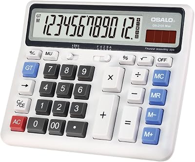 OSALO OS-2135 Pro Extra Large LCD Desk Calculator Solar Battery