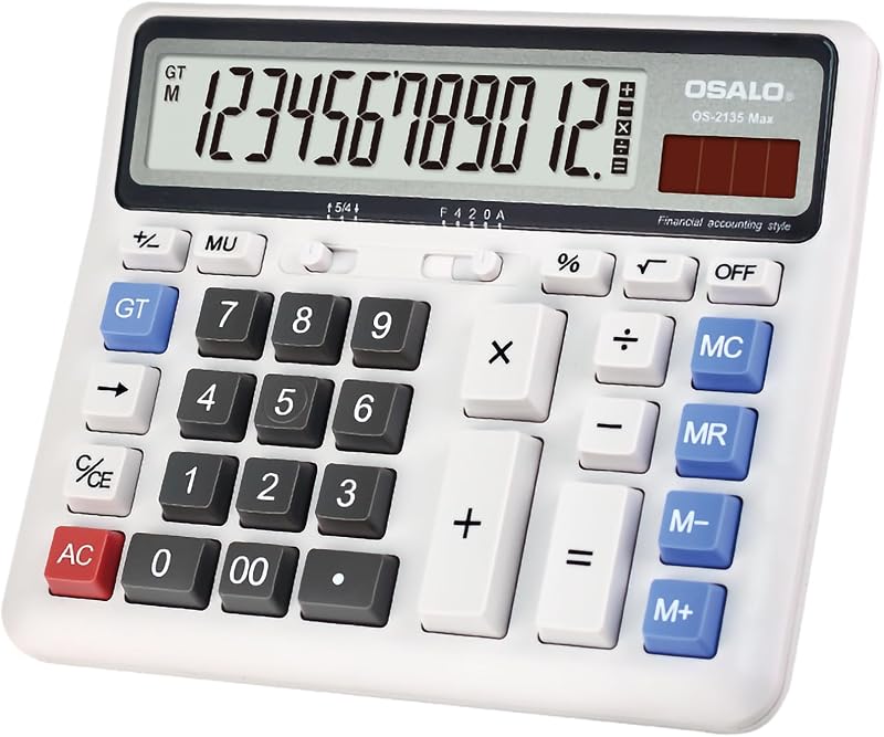 OSALO OS-2135 Pro Extra Large LCD Desk Calculator Solar Battery