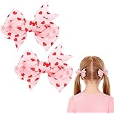 Doneace Valentine Hair Bow Clips Love Heart Hair Clips Red Bow Pink Bowknot Hair Barrettes Valentine Heart Hair Pins Boutique Alligator for Girls Toddler Valentine's Day Hair Accessories 2Pcs