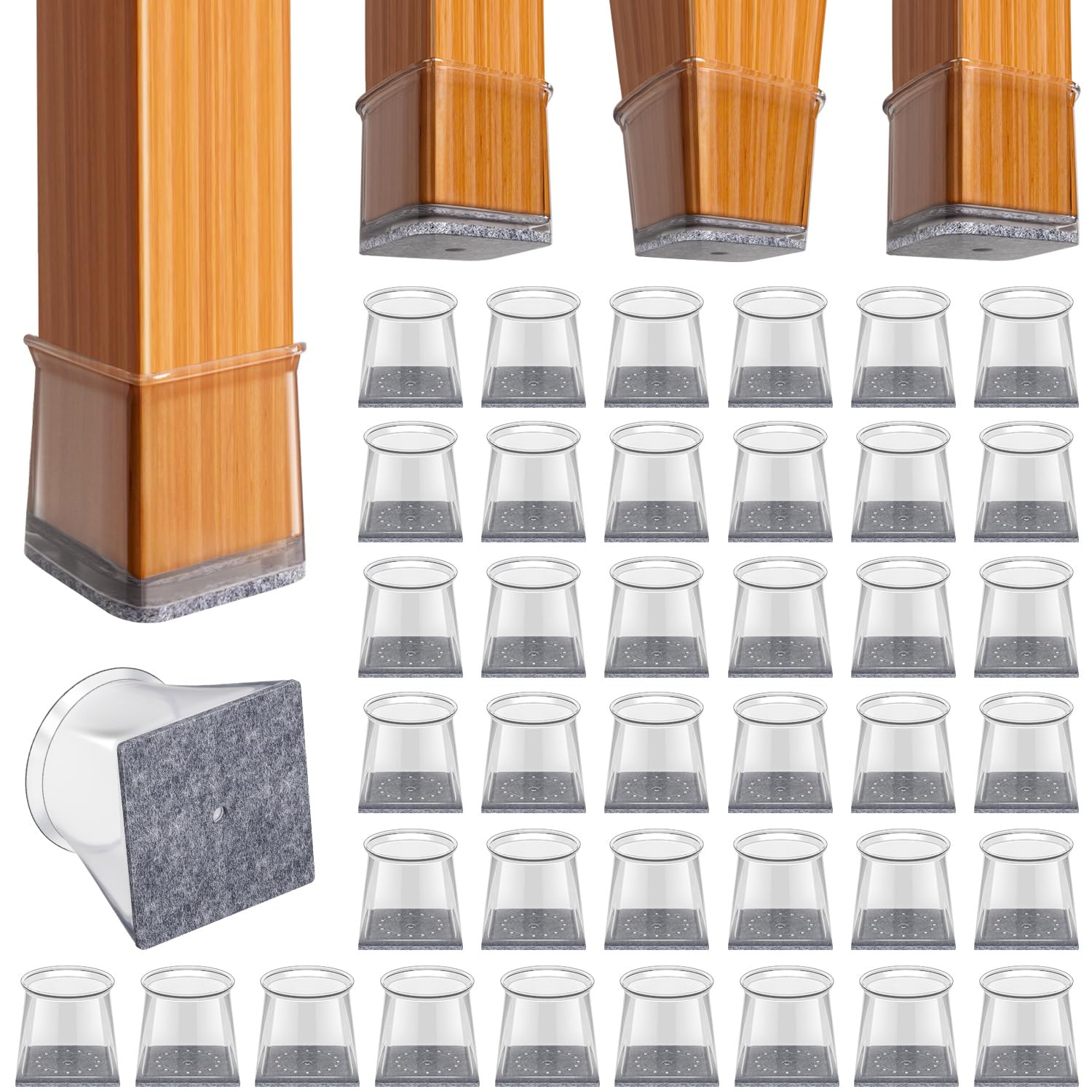 BUMACO 40 Pcs Chair Leg Floor Protectors for Hardwood Floors Anti-Scratch