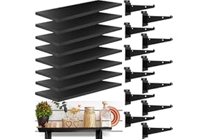 BEAPTCELY 8 Pack Wooden Slatwall Shelf, 15.7 x 5.9 Inch Slatwall Shelves with Metal Brackets Heavy Duty Slat Wall Organizer Slatwall Shelving Accessories for Garage, Home (8, 15.7"D x 5.9"W x 0.6"H)