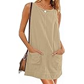 OKIFOIR Women's Corduroy Overall Dress A Line Pinafore Overall Skirtall Jumper Fall Dresses 2025 with Pockets