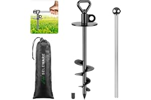 SELEWARE Dog Tie Out Stake Outdoor Anti-Rust Ground Anchor for Large Dogs up to 220 lbs, Free Swivel Dog Stake Dog Camping Ge