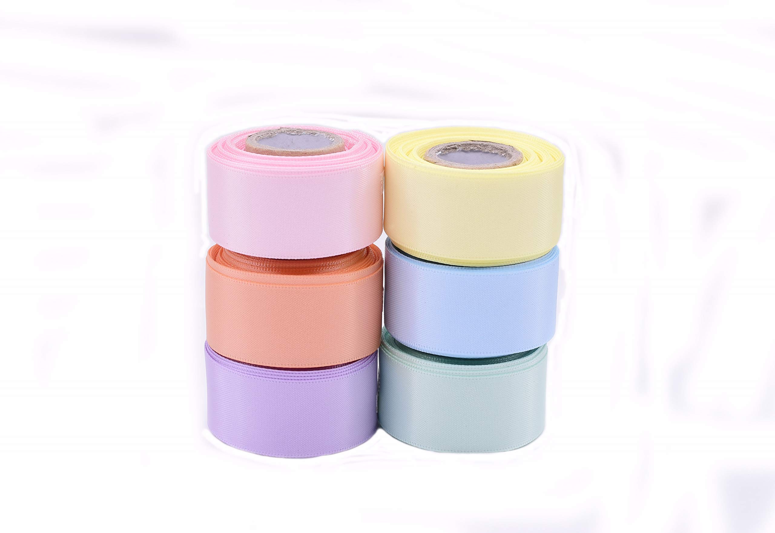 Ohbows 30yd (6x5yd) 7/8" Satin Fabric Ribbon Set, Christmas Wrapping Ribbon for Gift Wrapping, Hair Bows Making, Baby Shower Craft Sewing, Birthday Party or Wedding Decorations