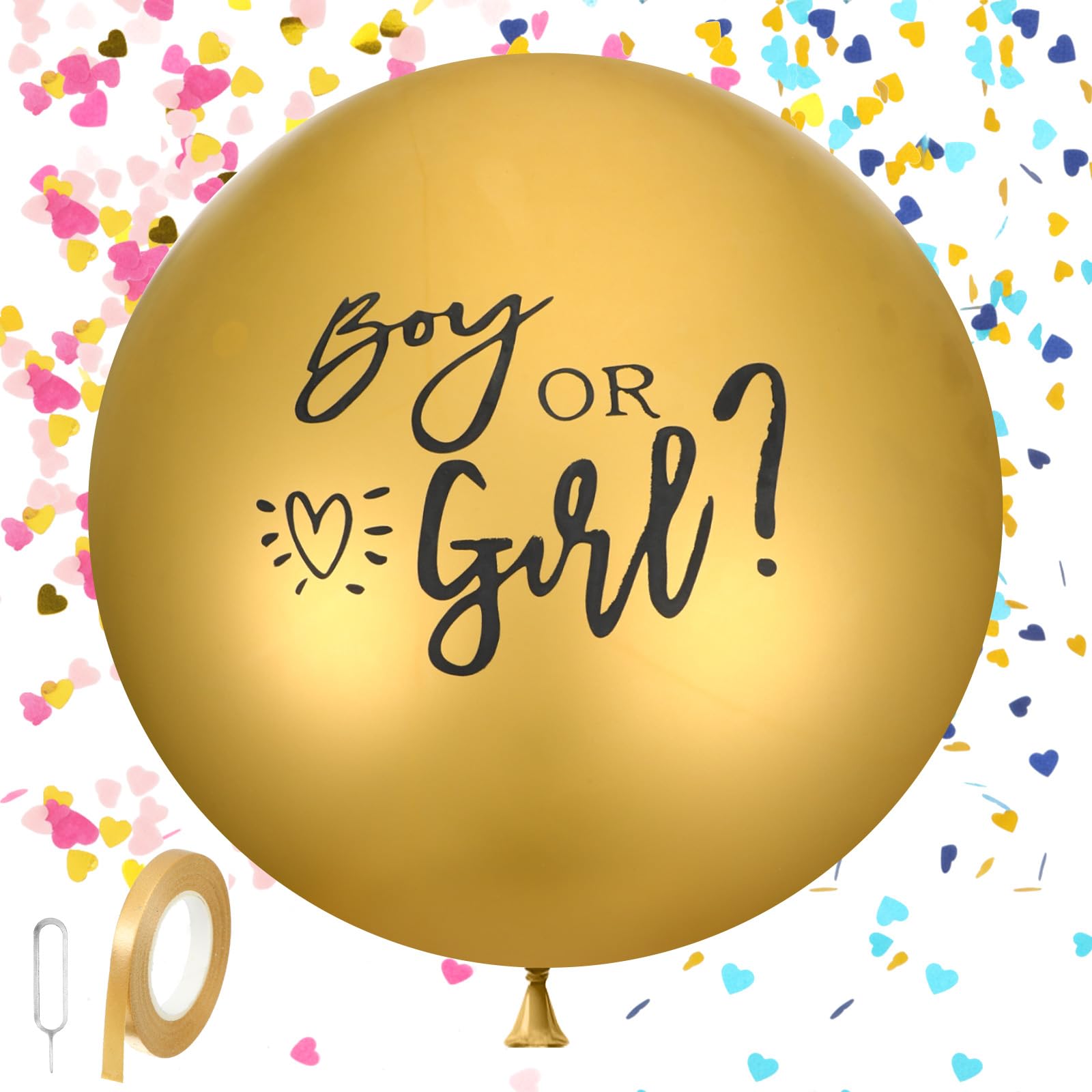Photo 1 of 36 Inch Gender Reveal Balloon Gold Boy Or Girl Balloon Kit Gender Reveals Ideas Party Decorations With Pink And Blue Confetti For Revelacion De Sexo De Bebe Baby Shower Party