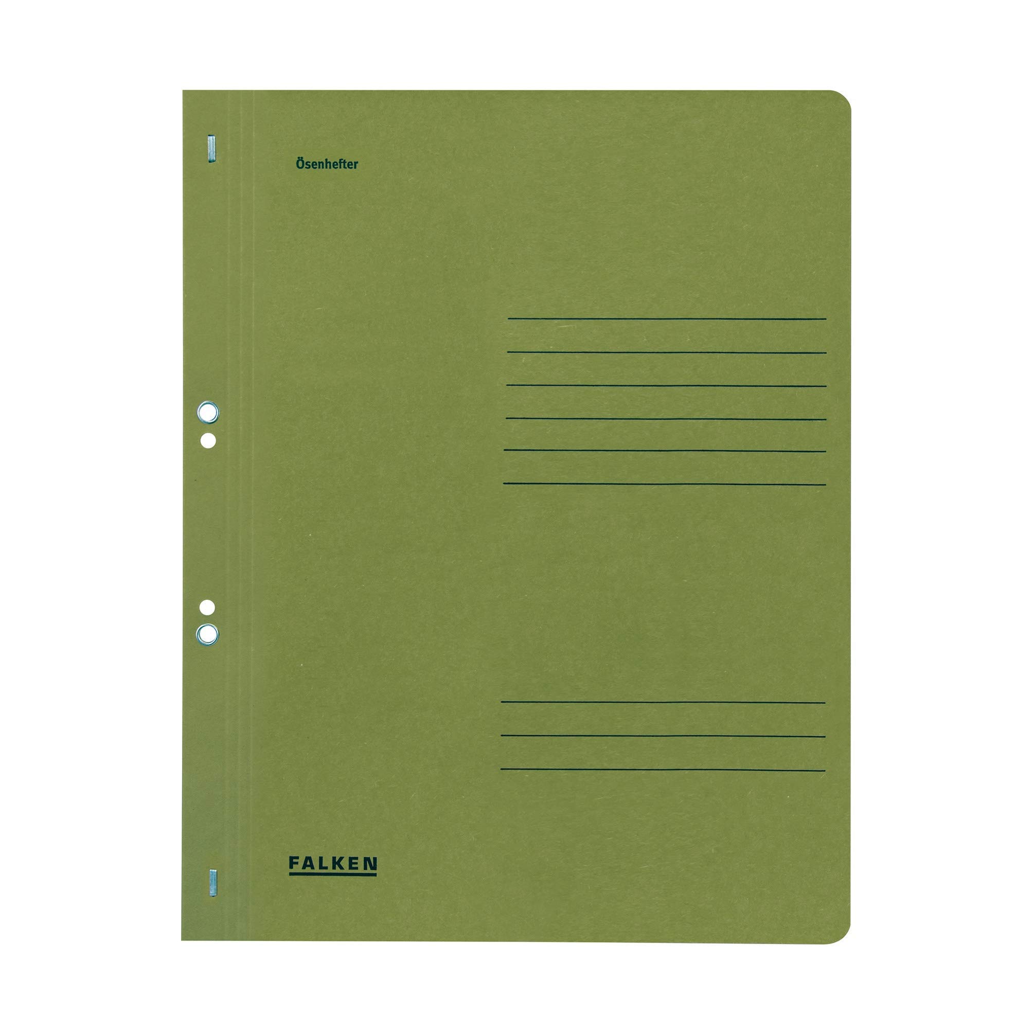 Exacompta - Ref 80003890001F - FALKEN - Eyelet Full-Cover Flat Files - A4 (210 x 297mm) in Size, 250gsm Recycled Manilla, Holds Up to 200 Sheets - Green (Pack of 50)