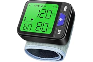 GREETMED Wrist Blood Pressure Monitor for Home Use Automatic Wrist Bp Monitor with Voice, Digital 3 Color Backlit LCD Display 240 Readings for Dual Users Portable Adjustable Cuff Bp Machine