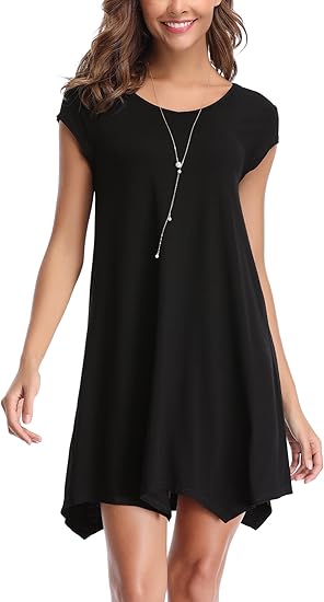 Robe De Nuit Chemise De Nuit Femme Blouse Manches Courtes Tunique Sport Col V Mini Casual Loose Tops Tee Shirt Amazon Fr Vetements Et Accessoires