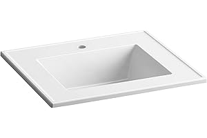 KOHLER 2777-1-G81 Ceramic/Impressions 25-Inch Rectangular Vanity-Top Bathroom Sink with Single Faucet Hole, White Impressions