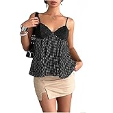 Milumia Women's Polka Dots Ruffle Cami Tops Y2k Spaghetti Strap Babydoll Peplum Tops