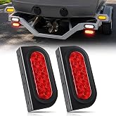 Nilight 6" Oval Trailer Tail Light 2PCS Red w/Mounting Brackets | Red Waterproof Stop Brake Turn Lights For RV Truck, High Visibility Replacement Lamps