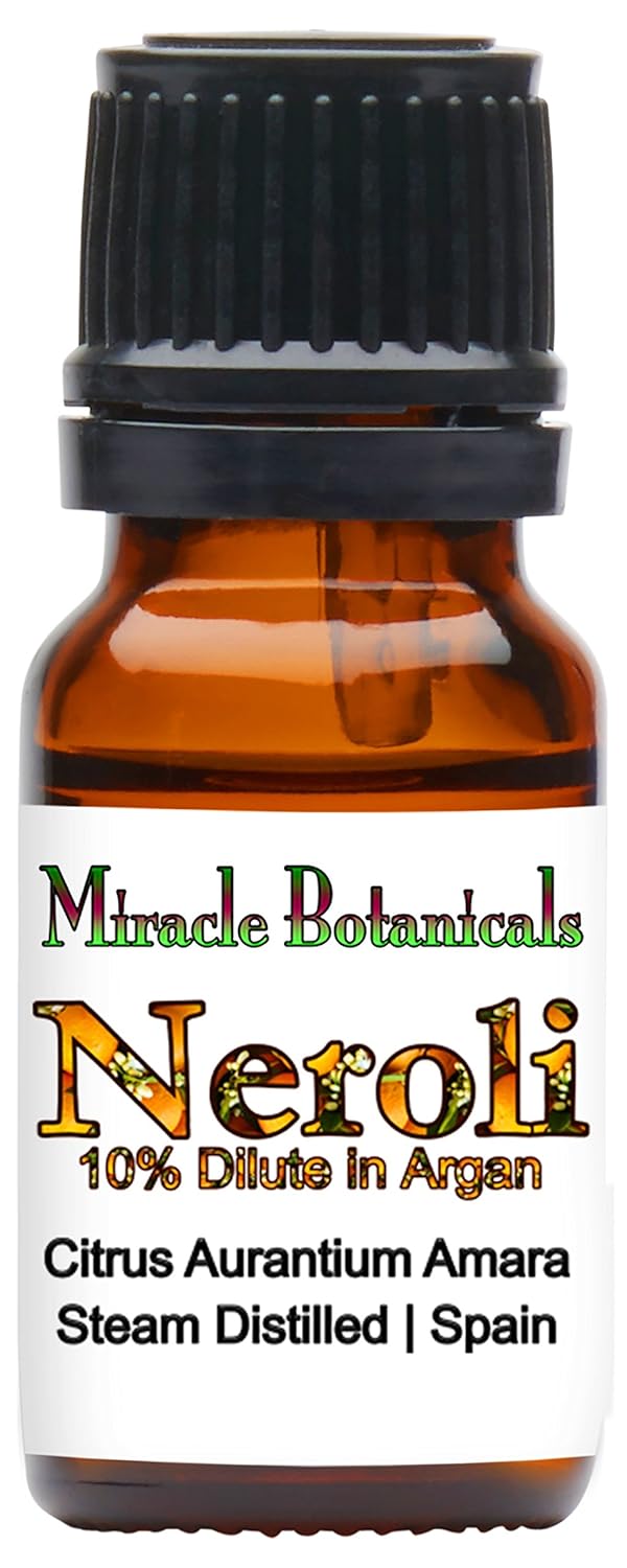 Miracle Botanicals Neroli Essential Oil 10% Dilute - Fine Quality Medicinal Grade Citrus Aurantium Amara in Golden Argan - 10ml