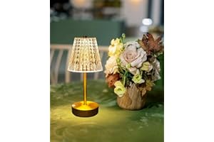 Gold Cordless Table Lamp Rechargeable,5000mAh Battery Operated Lamps,Mini Small Crystal Table Lamp for Restaurant Dining Bath