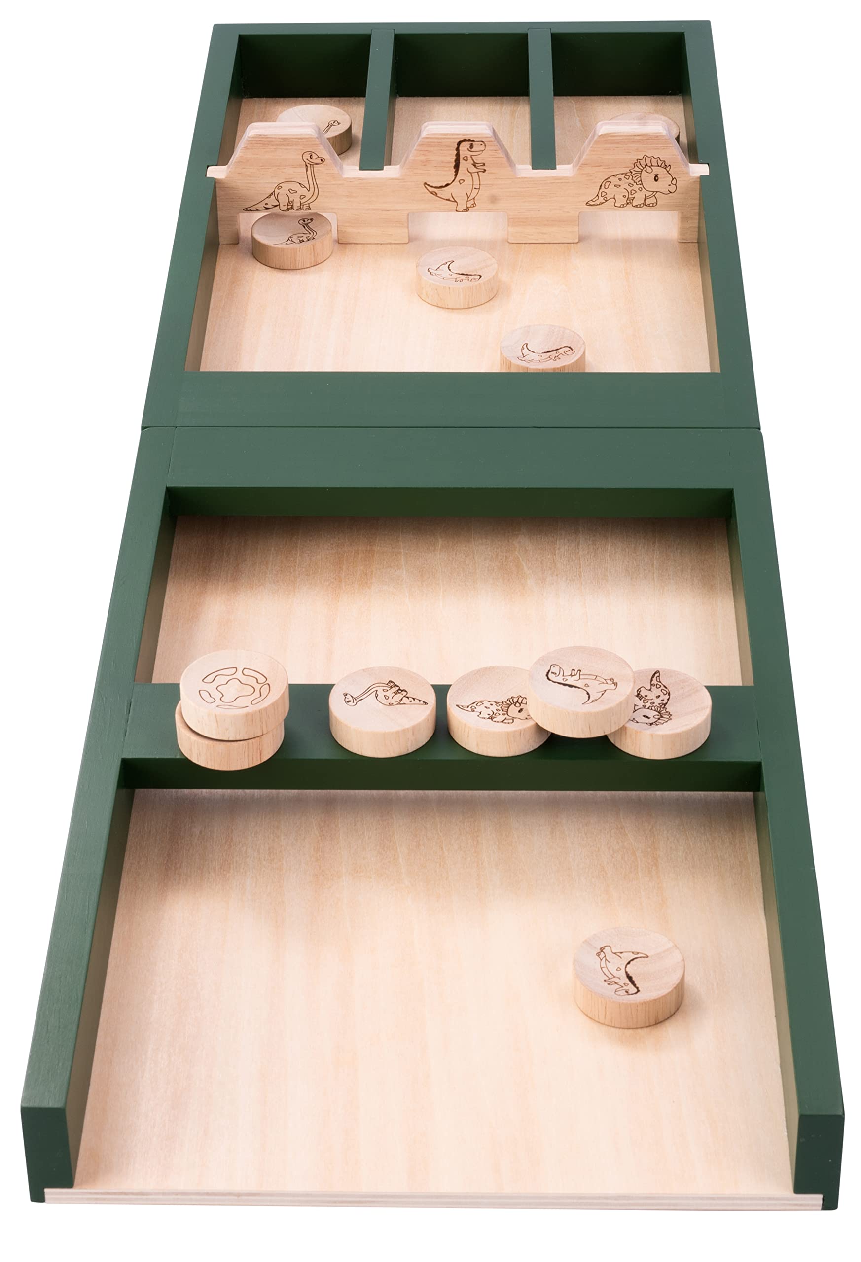 Engelhart - 340661 - Wooden Suffleboard DINOSAURS 2 pcs 80cm Incl Cotton Storage Bags - Children + 4 years