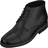 CALTO Men's Invisible Height Increasing Elevator Shoes - Black Premium Leather Lace-up High-top Ankle Boots - 3.2 Inches Taller - Y41080- Size 12 D(M) US