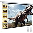 YODOLLA 110" Projector Screen Motorized 16:9, 4K HD Pull Down Retractable Projection Screens Electric Automatic Wall Ceiling Movie Screen for Office Classroom Indoor with Remotes