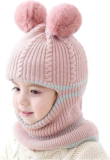 Auvstar Garcon D Enfant Chapeau D Hiver Echarpe Pour Bebe Filles Set Cutest Earflap Hood Chaud Tricot Chapeau Foulards Avec Oreilles Neige Cou Plus Chaud Crane Cap Cadeau De Noel Pour Enfants Rose Amazon Fr