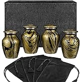 Trupoint Memorials Small Urns for Human Ashes Keepsake, Camouflage and Hunters Decorative Mini Cremation Urn for Adult Men & Women, Set of 4, Golden