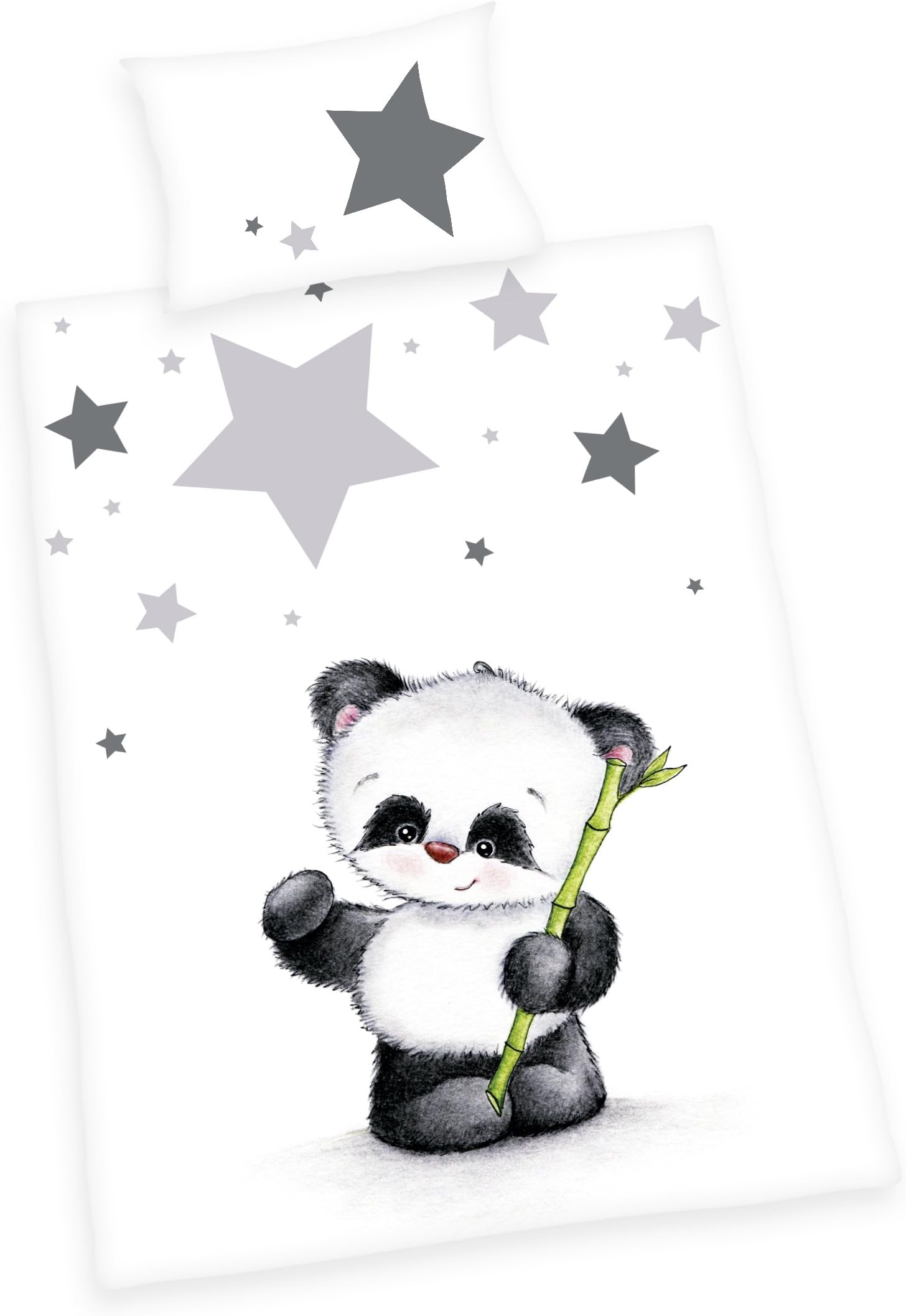 HerdingBABY BEST Toddler Bedding Set, Reversible Motif Jana Panda, Duvet Cover 100 x 135 cm, Pillow Case 40 x 60 cm, Cotton/RenforcéOEKO-TEX STANDARD 100