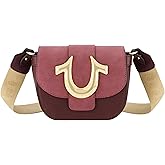 True Religion womens True Religion Women's Crossbody Bag, Suede Mini Flap Adjustable Shoulder Handbag With Horseshoe Logo