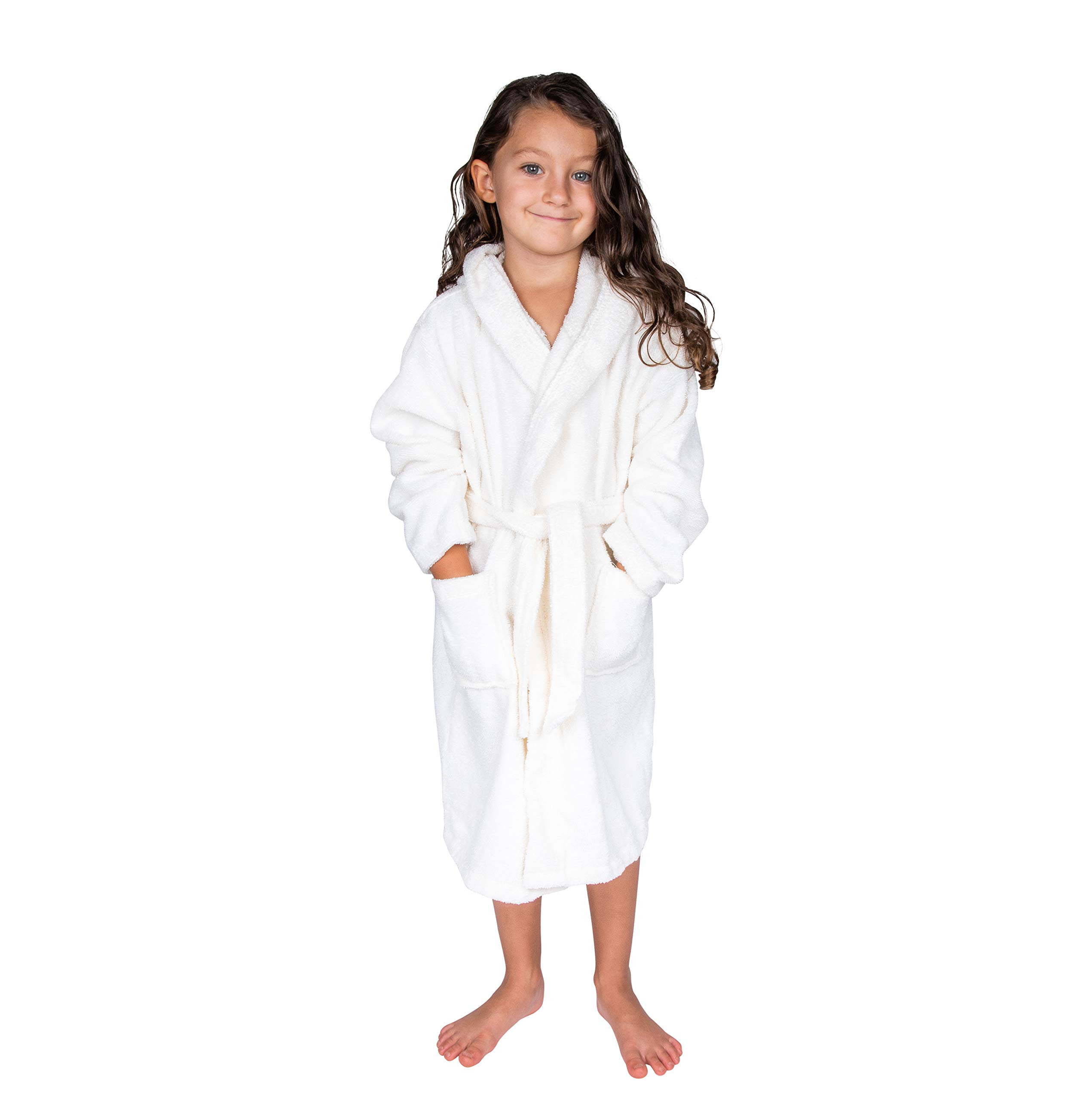 BAGNO MILANO Kids Organic Turkish Cotton Hooded Beach Cover-Up Towel, GOTS Certified, for Boys and Girls (Cream, 3-4 Years)