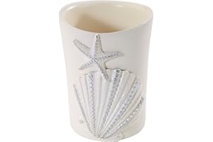 Avanti Linens - Tumbler, Countertop Organizer, Seashell Inspired Bathroom Accessories, Guest Bathroom Essentials (Sequin Shells Collection)