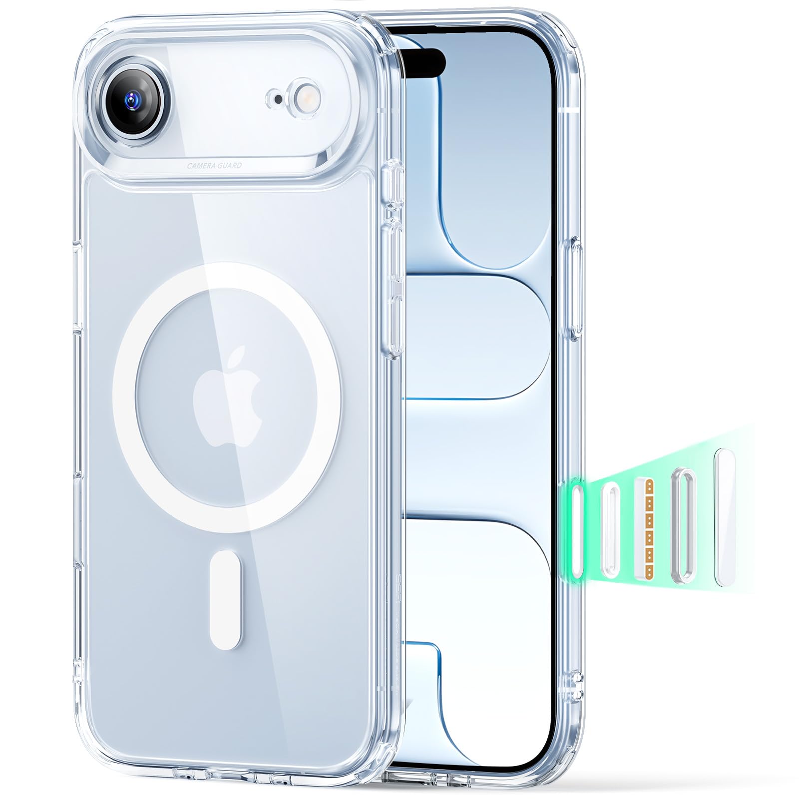 Photo 1 of ESR for iPhone Air Case, Camera Control, Compatible with MagSafe, Shockproof Military-Grade Protection, Magnetic Phone Case for iPhone 17 Air Case, Clear