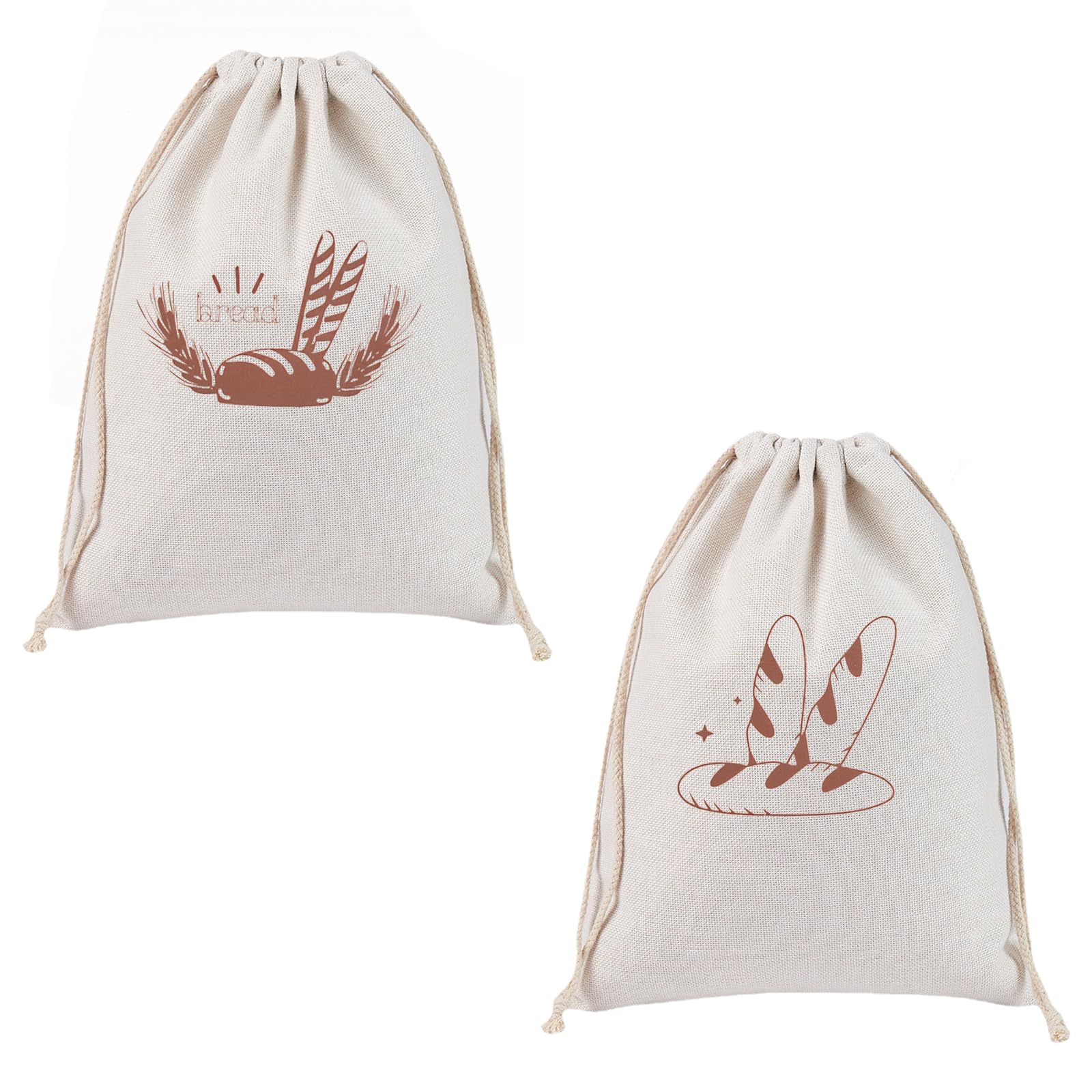 GIEEU 2 Pack Reusable Bread Bags,Natural Linen Bread Bag,Bread Bags for Homemade Bread, Bread Storage Bags, Keep Bread Fresh Bag 40cm x 30cm