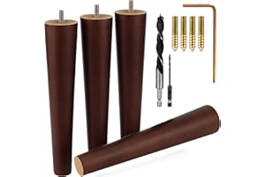 Airy Abode Premium Walnut Wood Furniture Legs (Full Install Kit) - Pick Your Size and Color