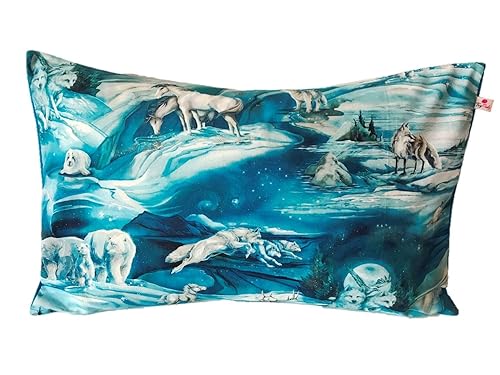TryPinky® Kissenhülle 40 X 60 cm' Wintertiere Türkis' Hirsch Eisbär Waldtiere Tiere Kinderzierkissenbezug 100% BW Kissenbezug