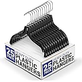 Victory Display Heavy Duty Plastic Black Hangers for Clothes | Slim Hangers with Swivel Hooks & Notched Shoulder for Closet | Durable, & Space-Saving for Clothing Storage Solution | 17inches | 25 Pack