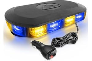 HLauto 700A Rooftop Emergency Strobe Lights Bar, 72 LED Amber Blue Mini Beacon Safety Flashing Warning Traffic Lights Bar w/M