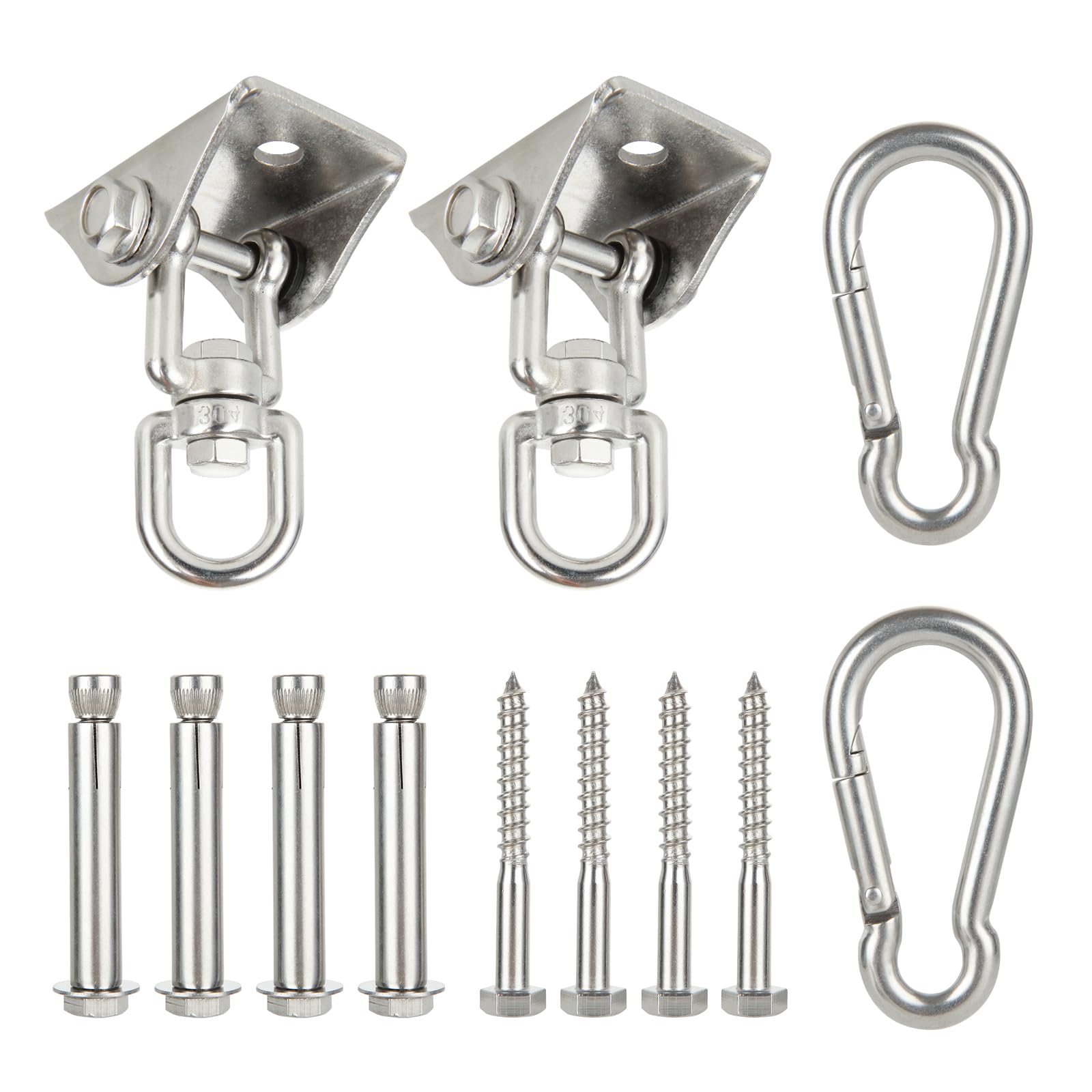 VIDETOL 2 Pack Heavy Duty Swing Hangers Hooks, 360° Swivel Hammock Hooks with Screws, Stainless Steel Swing Hook for Ceiling Wooden Porch, Hammock Chair, Gym Yoga Suspension Hooks, 450KG Capacity